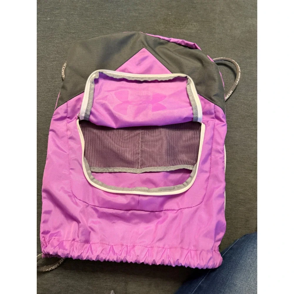 Under‎ Armour Drawstring Sackpack Purple Gray Cinch Bag Gym Sport Backpack